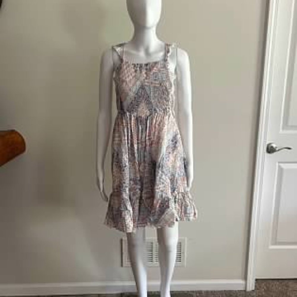 Blue Multi-Print Smocked Maternity Dress - Post Bump Friendly!